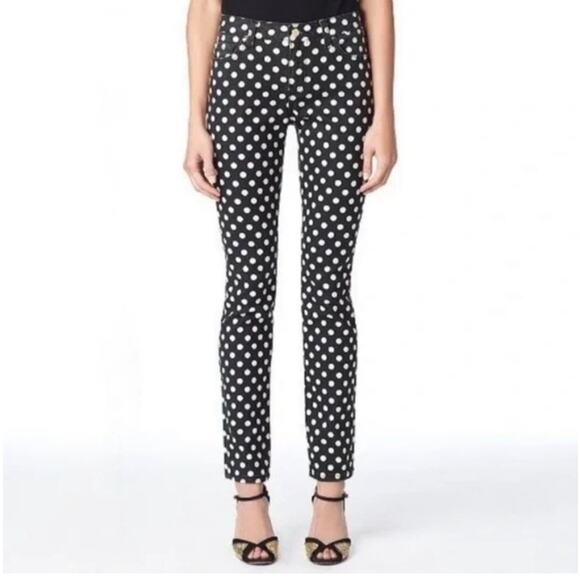 Kate Spade gray and beige polkadot Broome Street play hooky jeans size 27 B179 - Picture 1 of 8